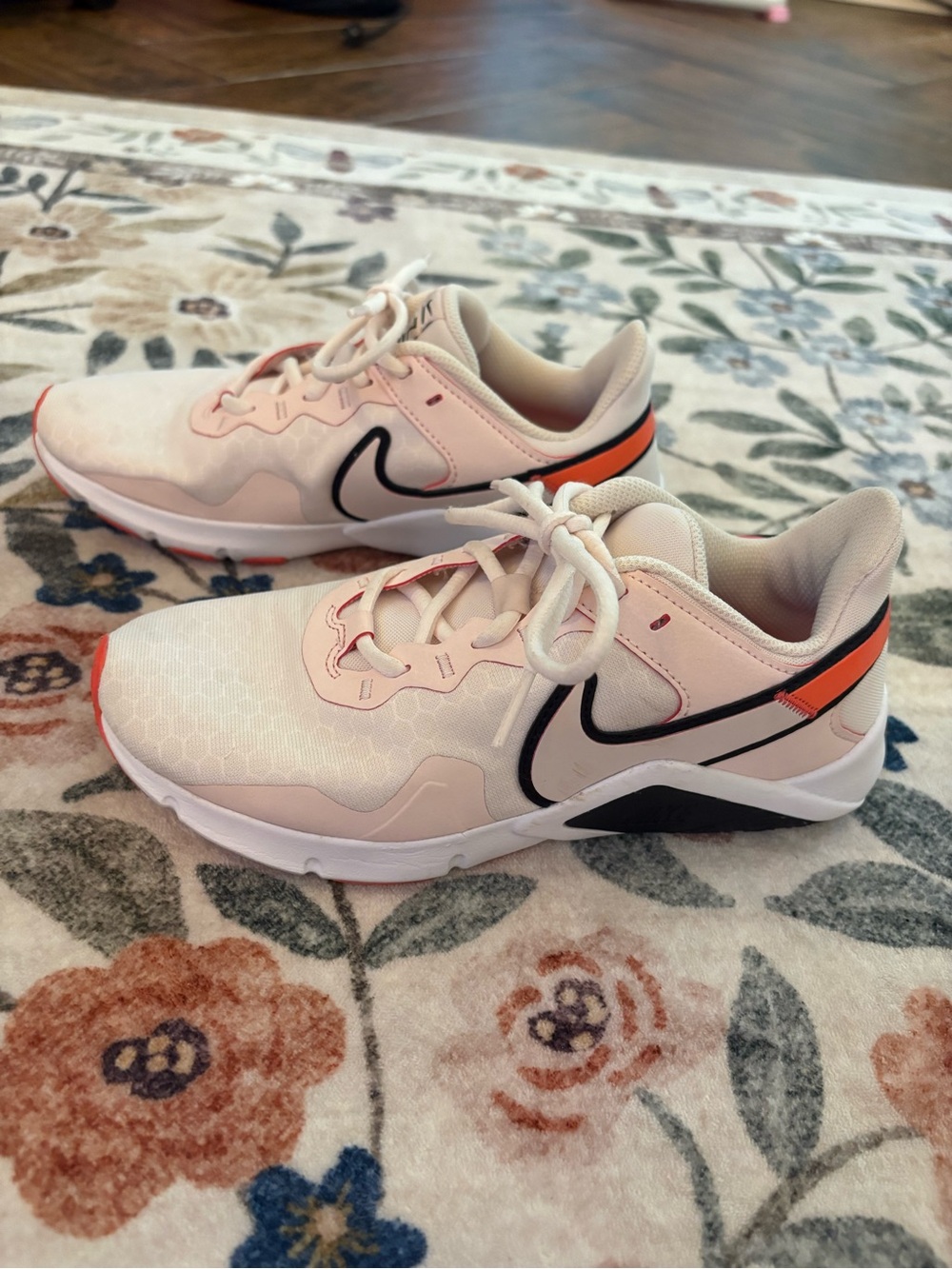 Nike White and Coral Women's Athletic Sneakers